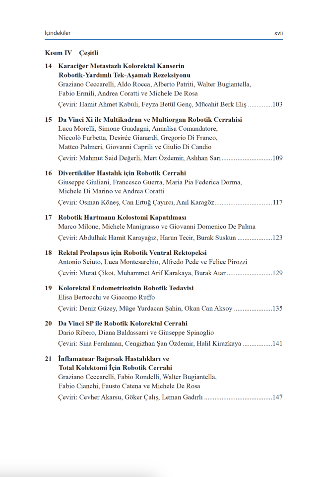 Kolon ve Rektumun Robotik Cerrahisi