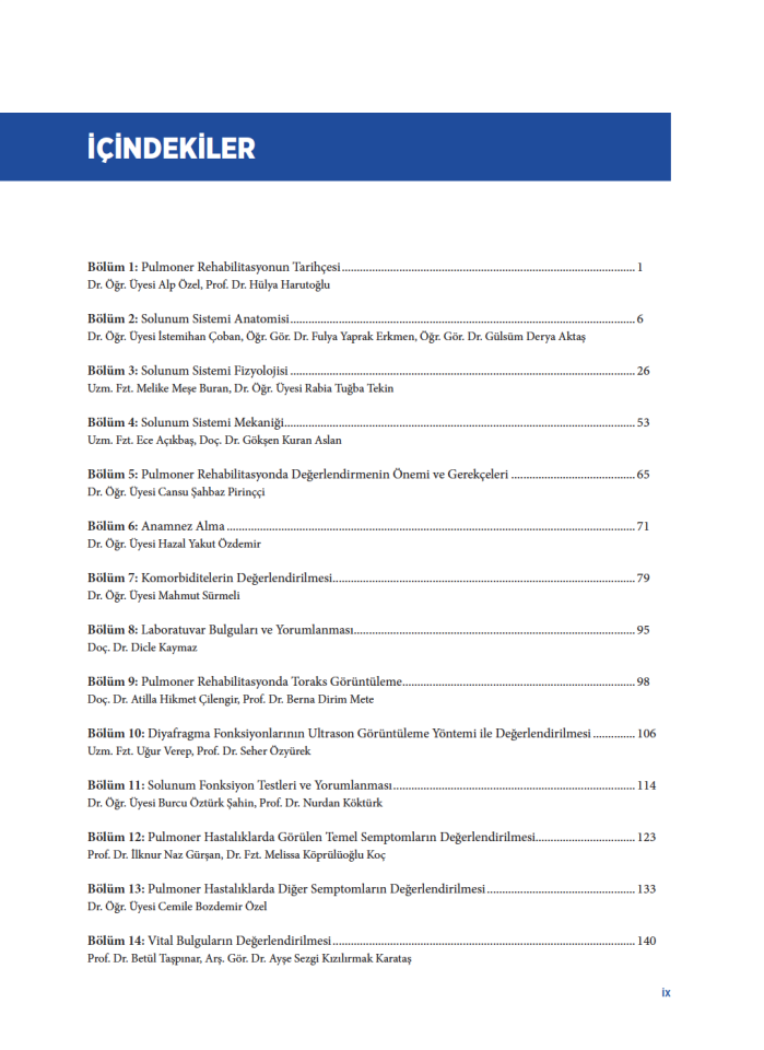 Pulmoner Rehabilitasyonda Temel Ölçme Ve Değerlendirme