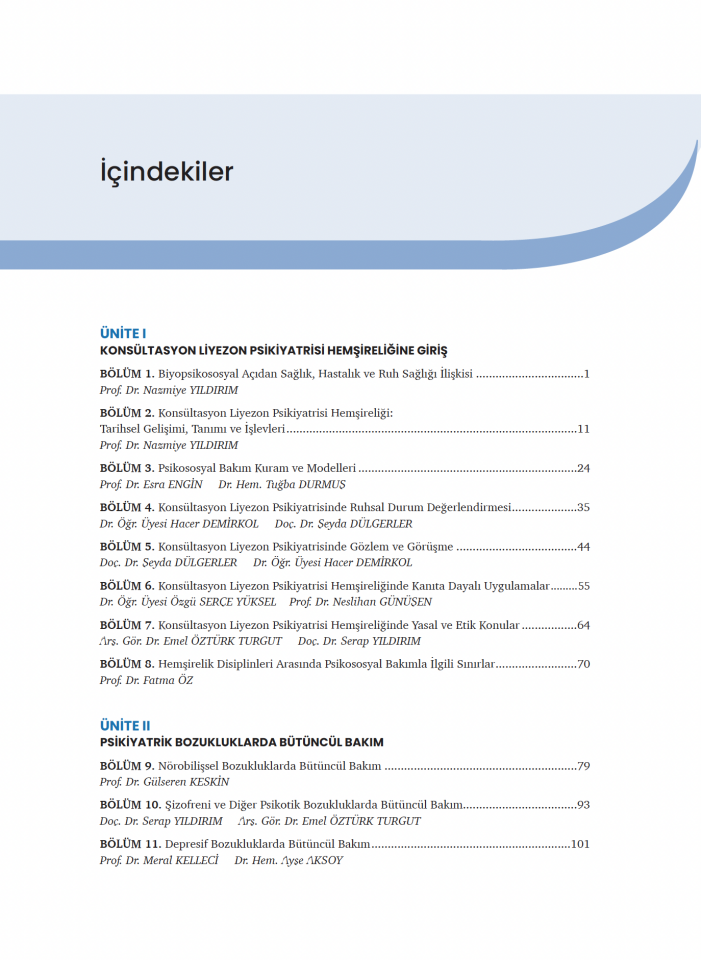 Konsültasyon Liyezon Psikiyatrisi Hemşireliği