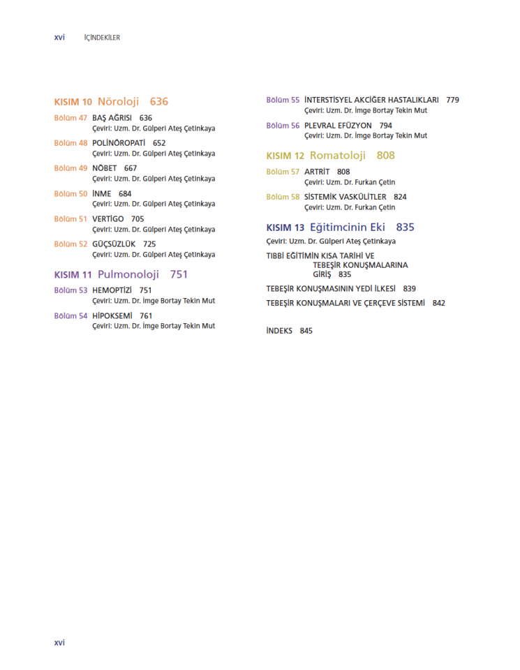 Klinik Çerçeveler Dahiliye