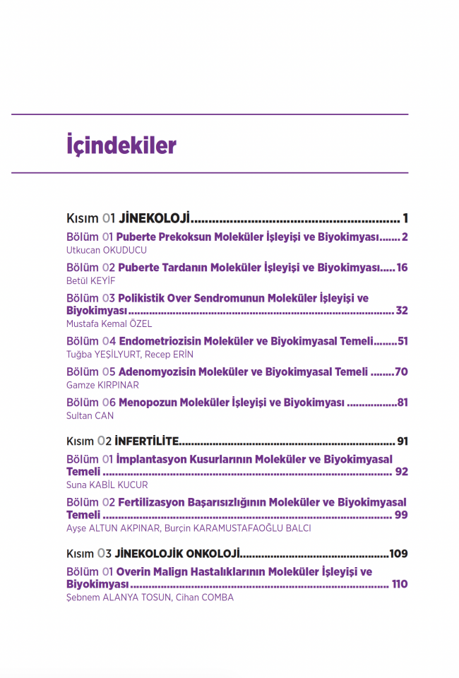 Jinekolojik Hastalıkların Moleküler İşleyişi ve Biyokimyası
