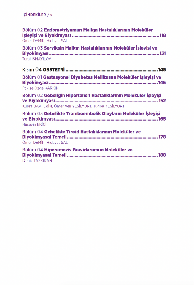 Jinekolojik Hastalıkların Moleküler İşleyişi ve Biyokimyası