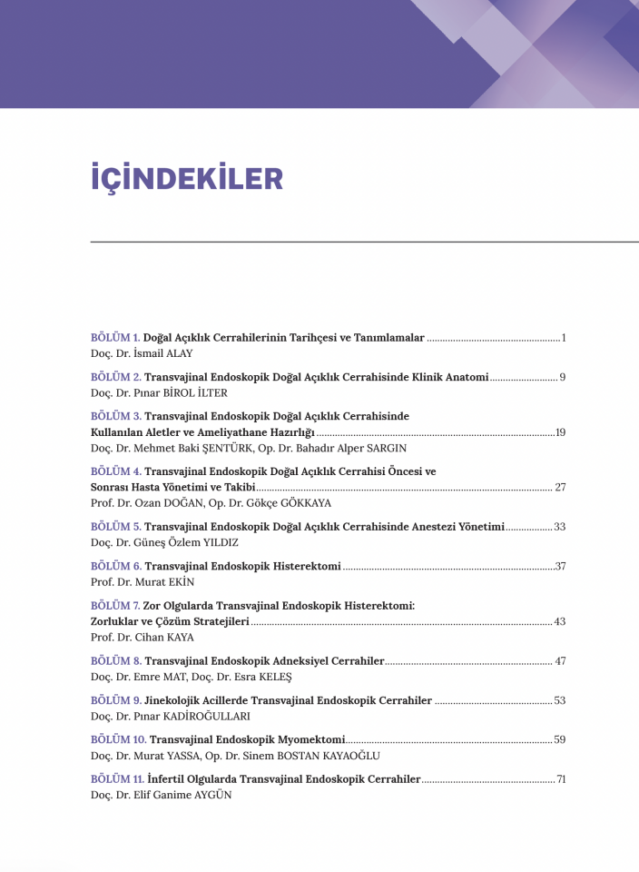 Jinekolojide Transvajinal Endoskopik Cerrahi