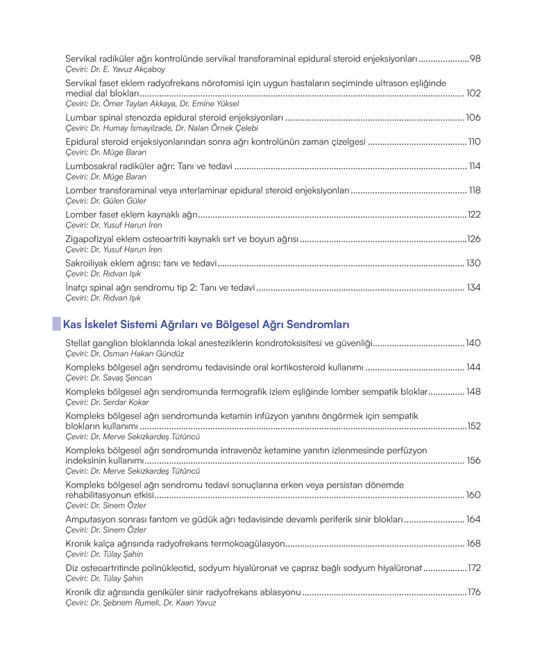 NYSORA - Ağrı Yönetimi Güncellemeler - Ağrı Klinisyenleri için Pratik Güncellemeler (TARD Yayınıdır)