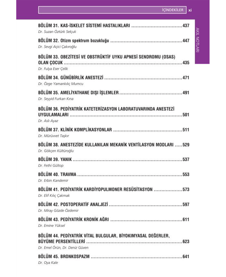 Pediyatrik Anestezi Akıl Notları Güncel 2. Baskı