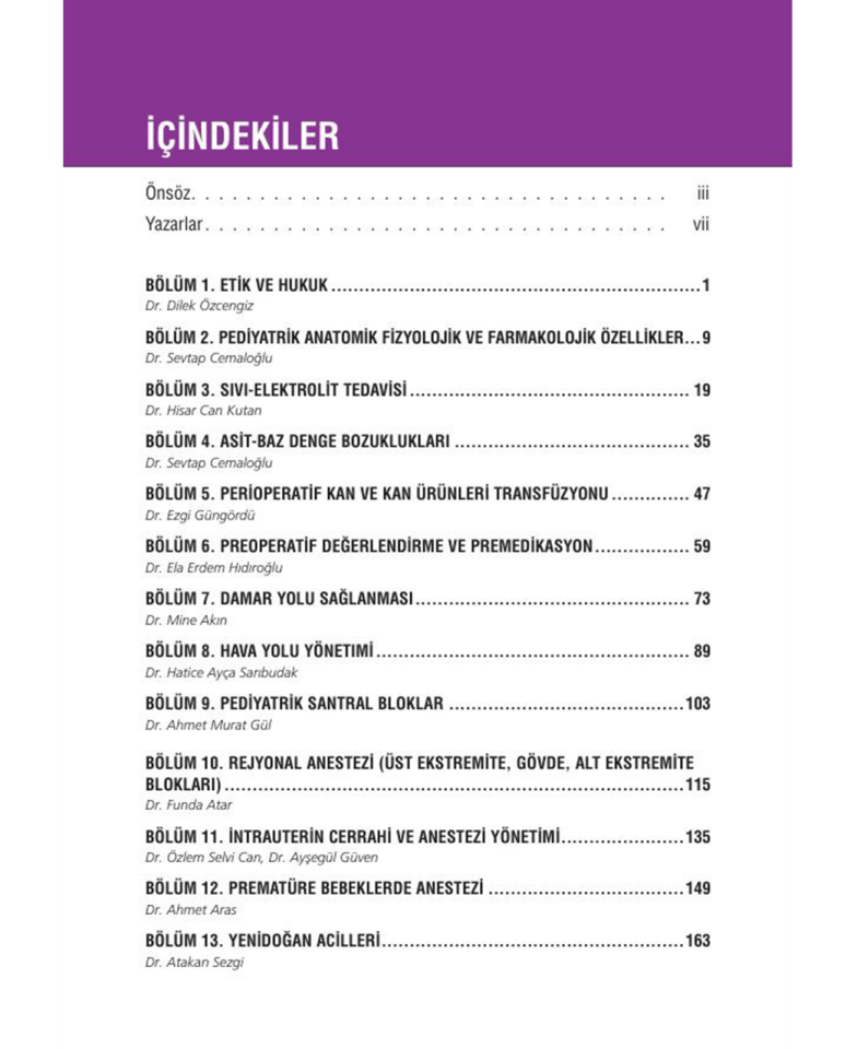 Pediyatrik Anestezi Akıl Notları Güncel 2. Baskı