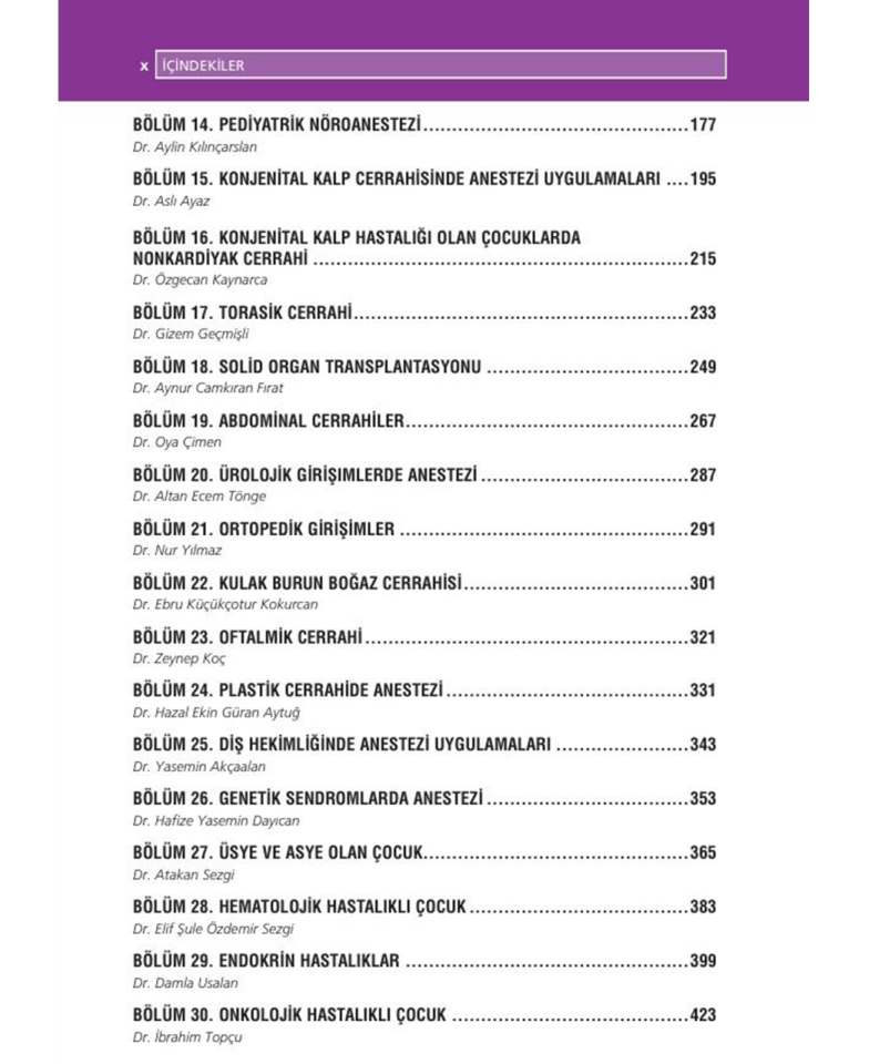 Pediyatrik Anestezi Akıl Notları Güncel 2. Baskı